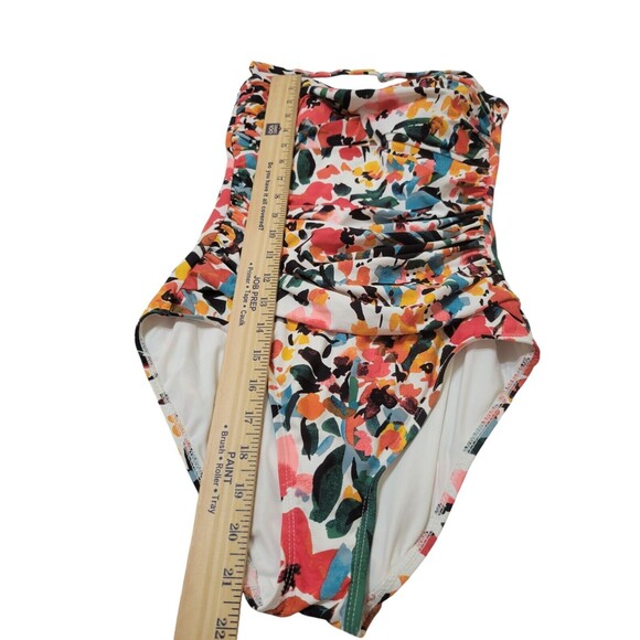 Anne Cole Twist Front Shirred Bandeau Removable Strap One Piece Sz 6 D14 - Picture 11 of 12